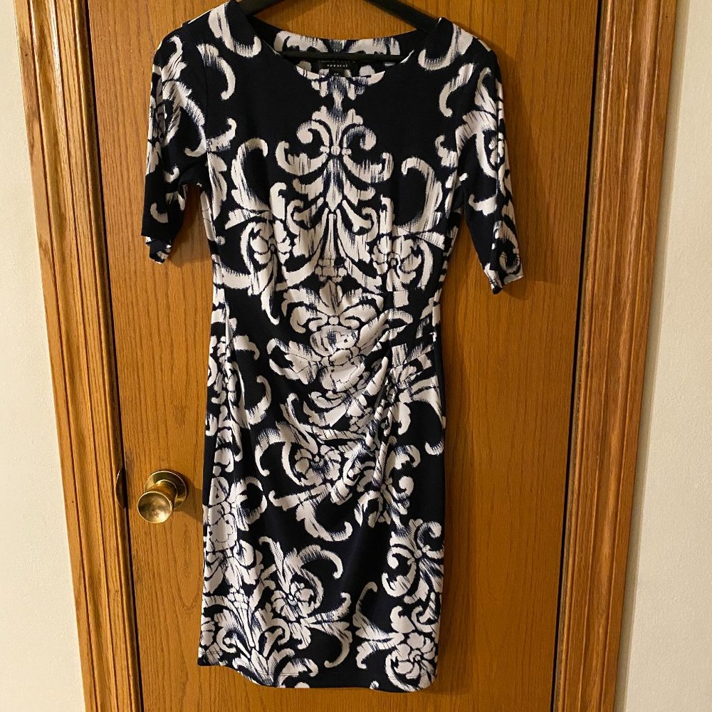 Women's Navy Blue and White Dress